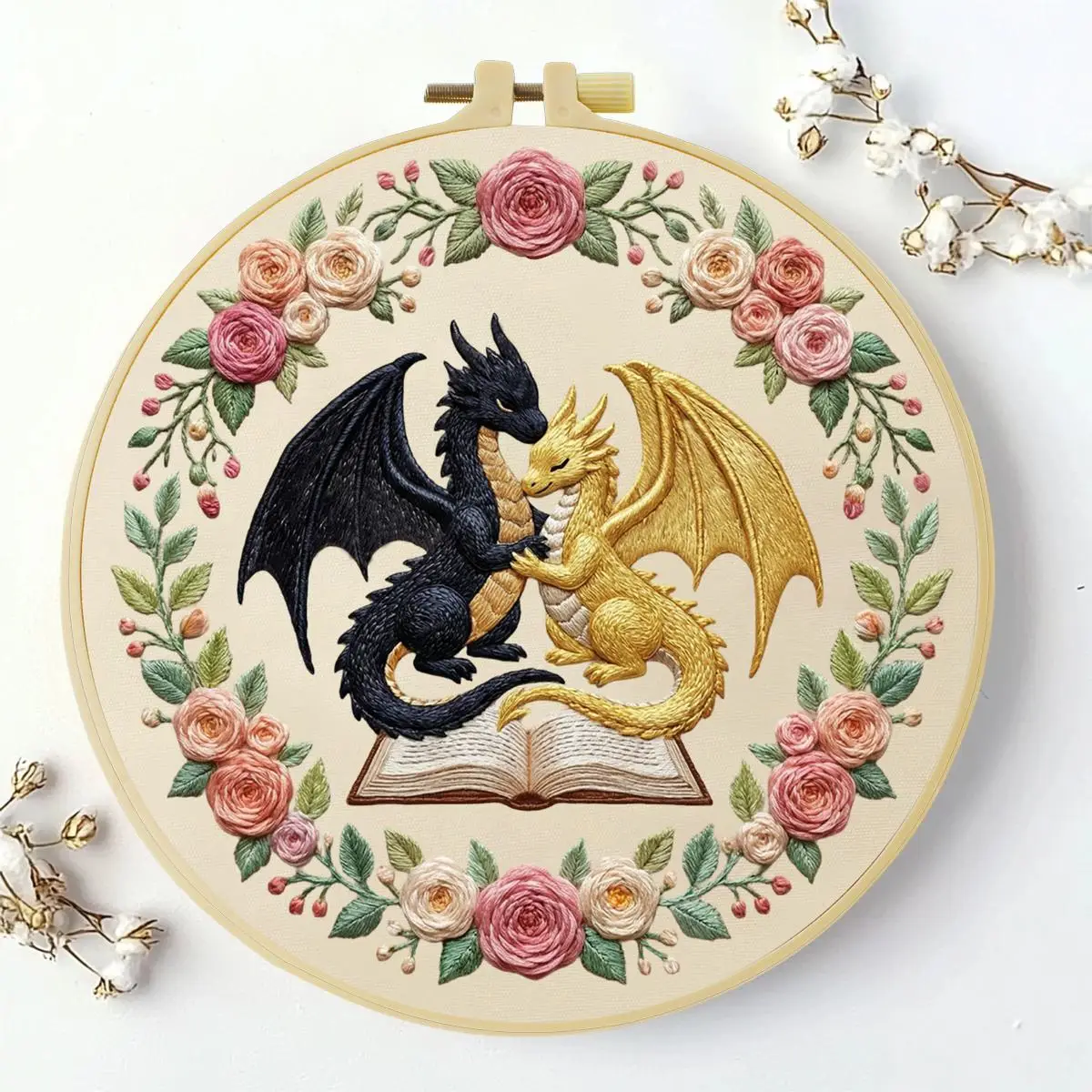 1 Stück 20X20CM/15X15CM 7,87/6,3 Zoll Drachen-Stickerei-Starter-Kit DIY-Kit DIY-Stickerei-Set Handarbeiten Heimdekoration Bastelmalerei – Detail 2