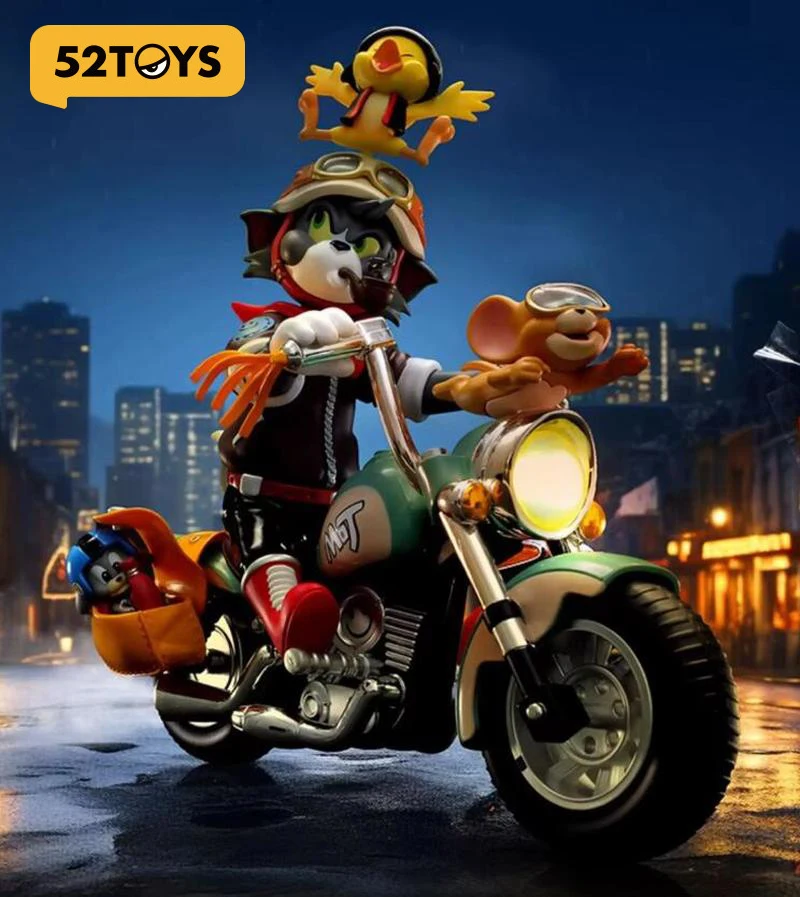 

52toys Anime Tom And Jerry Cool Vintage Motorcycle Action Figures Trendy Toy Desktop Ornament Collectible Figure Doll Gift