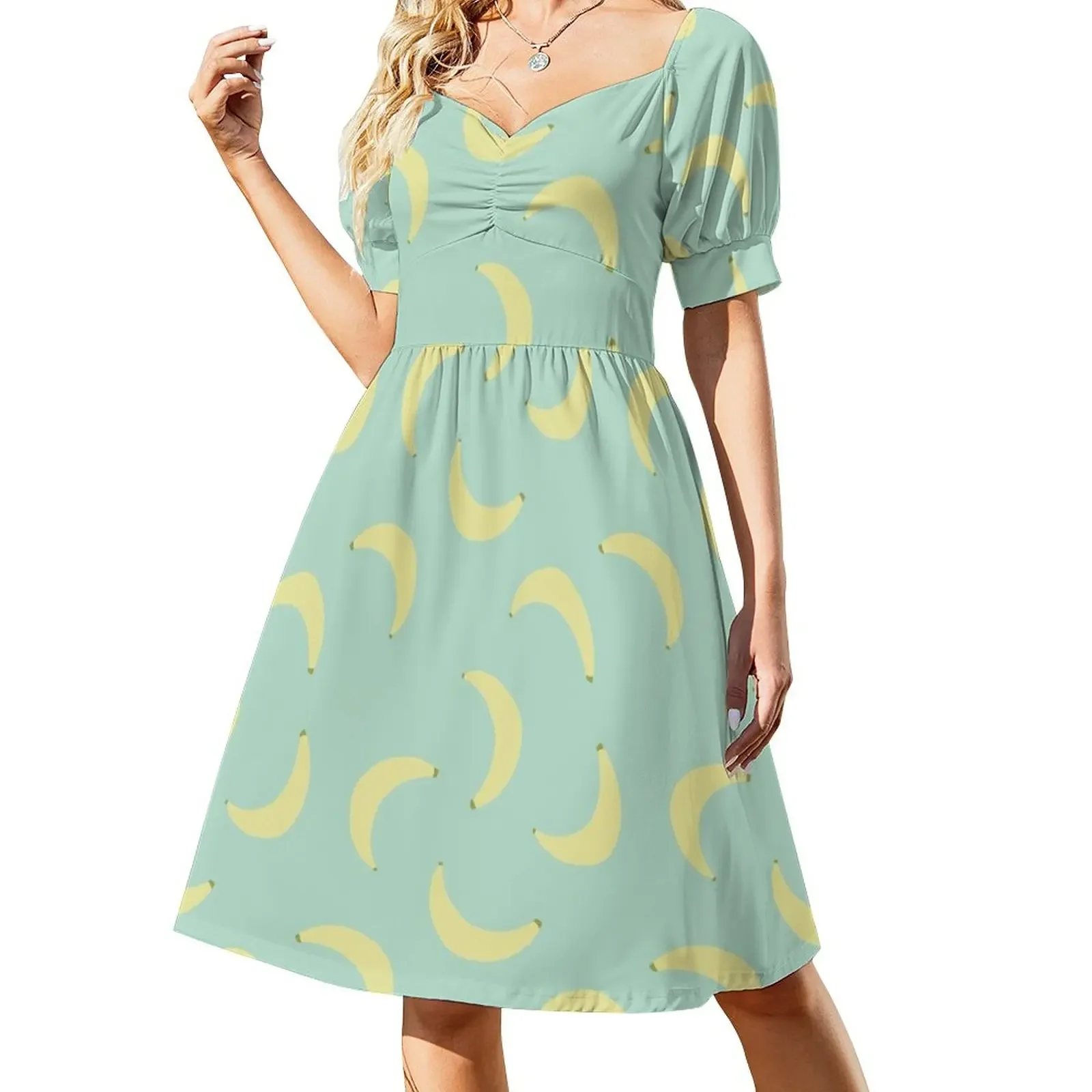 

Banana Banana Pattern Short-Sleeved Dress Woman clothing party dresses woman