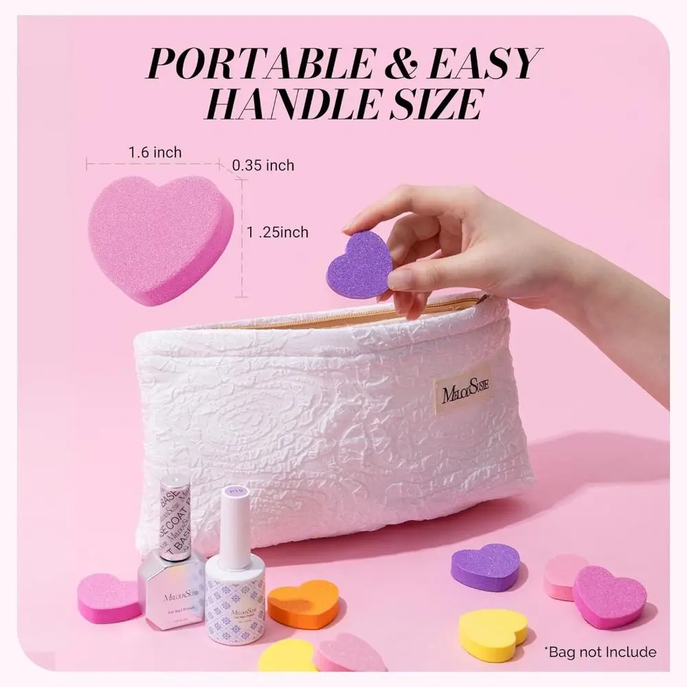 บล็อกตะไบเล็บรูปหัวใจขนาดเล็ก 50 ชิ้น ความละเอียด 100/180 กริต สำหรับมืออาชีพ ฟองน้ำตะไบเล็บ ขัดเงาและปรับรูปทรง สองด้าน