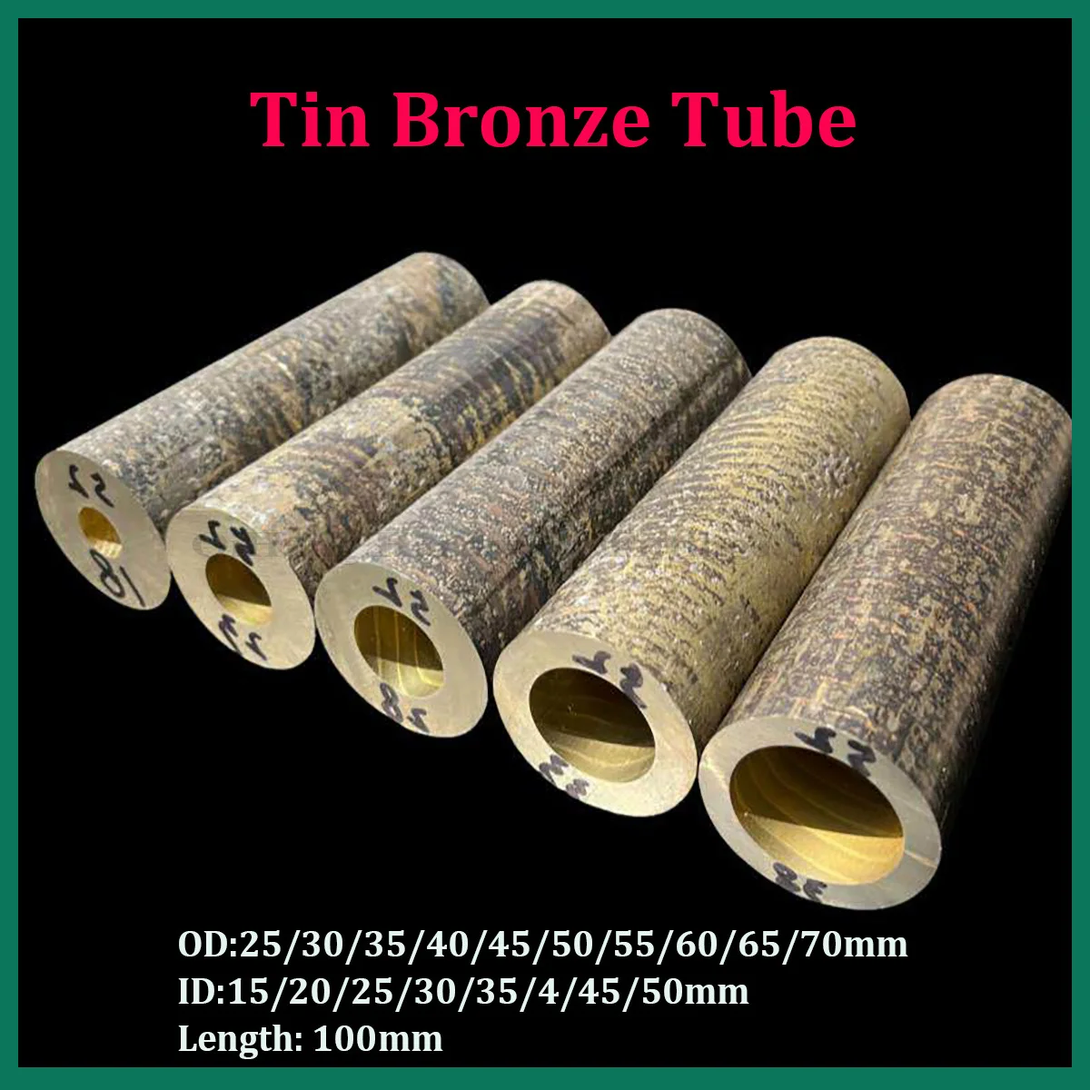 

Tin Bronze Tube Hollow Pipe, Wear-Resistant Bronze Copper Sleeve & Flange, Customizable, Cuttable Processing Dia 25-65mm L 100mm