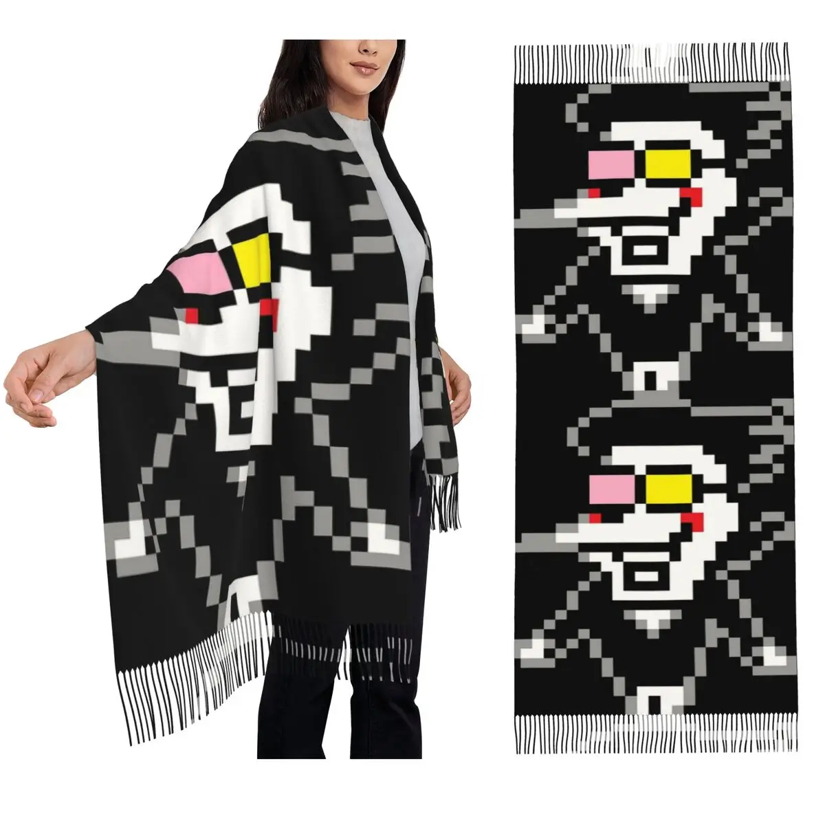 

Шарф Deltarune Chapter Spamto, шарфы с кисточками для женщин, мягкие теплые шали и накидки, длинная осенне-зимняя шаль