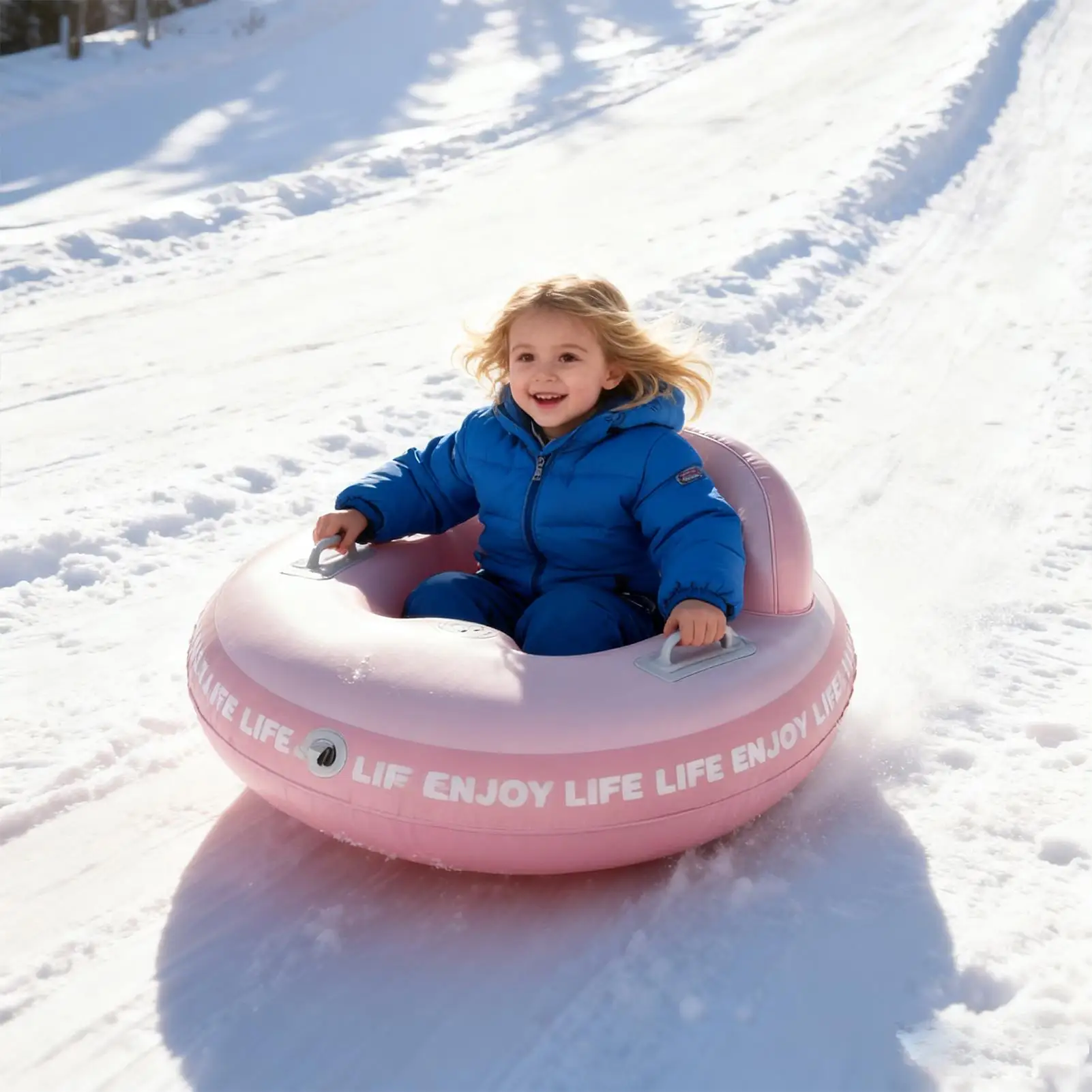 

2025 new Inflatable Snow Tube with Handle Thickened PVC Sledding Toy for Kids Adults, Winter Outdoor Backyard Family Fun