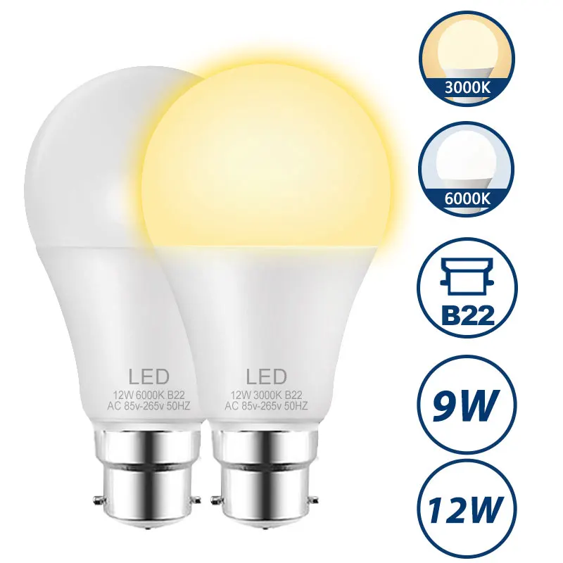B22 9W 12W Led Bulb…