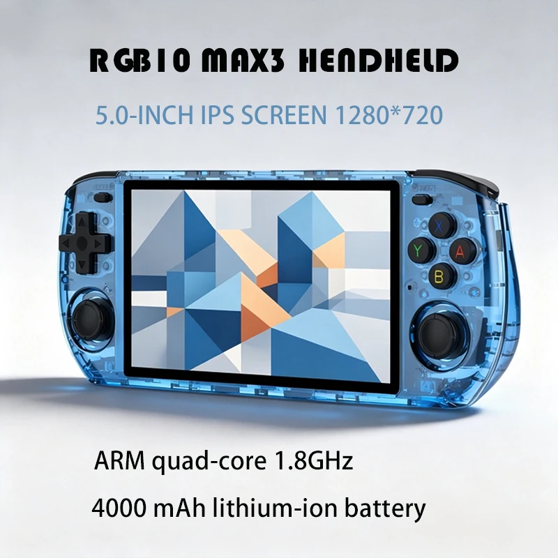 RGB10 MAX3 5.0-inch IPS Screen 1280*720 RK3566 Open Source Linux  Retro Video Handheld Game Console 4000 mAh battery Gifts
