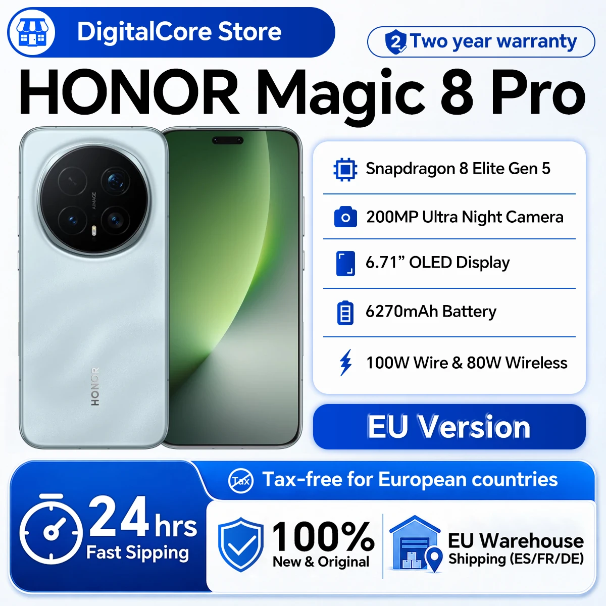 Image of Globale Version Honor Magic 8 Pro 5G Smartphone Snapdragon 8 Elite Gen 5 200MP Kamera 6270mAh 100W 6,71'' OLED NFC eSIM Honor Telefon