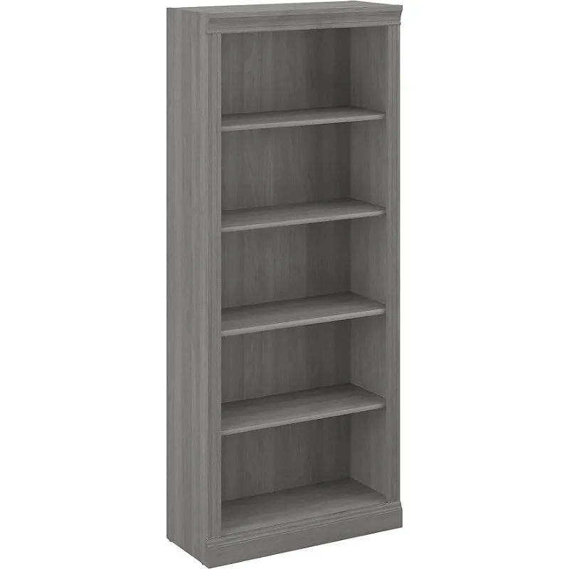 

Bush Furniture Saratoga 5-Tier Bookcase, Solid Display Case for Library, Bedroom, Living Room, Office |