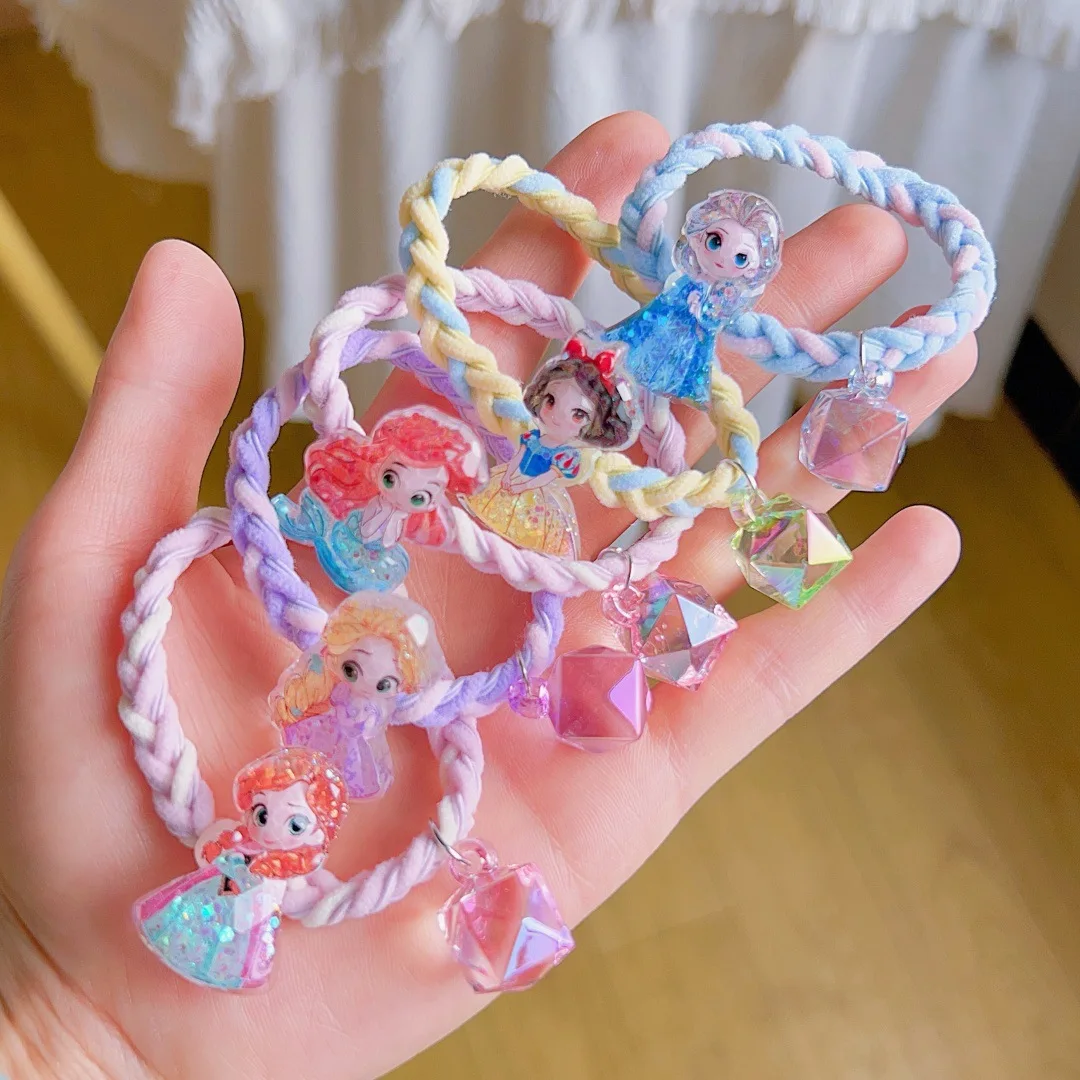 Miniso gesneden gezicht cartoon zeemeermin Sneeuwwitje handgeweven rubberen band Koreaanse schattige hoofdtooi haarcirkel student haaraccessoires