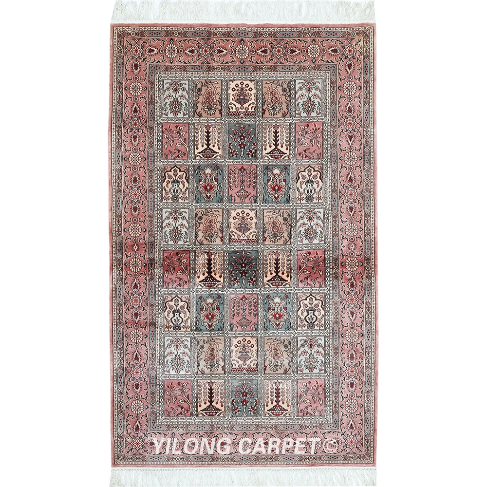 

91x152cm Handwoven Silk Carpet Garden Pattern Kid Friendly Oriental Area Rug (WY463M)