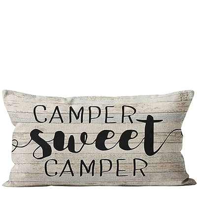 Vintage Linen Pillow Cover, 40x60cm Pillowcase Home Interior Decoration Lumbar Cushion Cover, Sofa Bed RV Cushion Cover