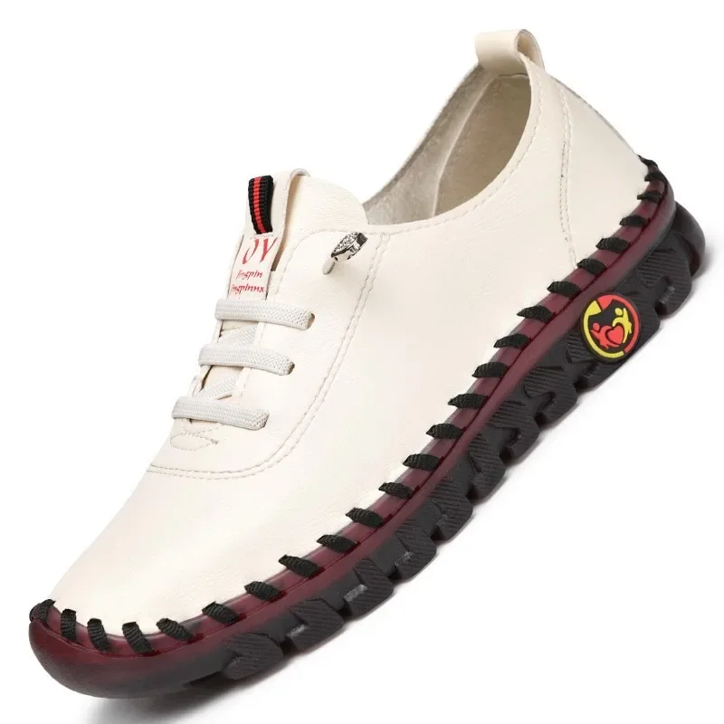 Sneakers Women Shoes Leather Loafers for Women Comfortable Slip on Shoes Hand Sewing Thread Mom Shoes Zapatillas De Mujer