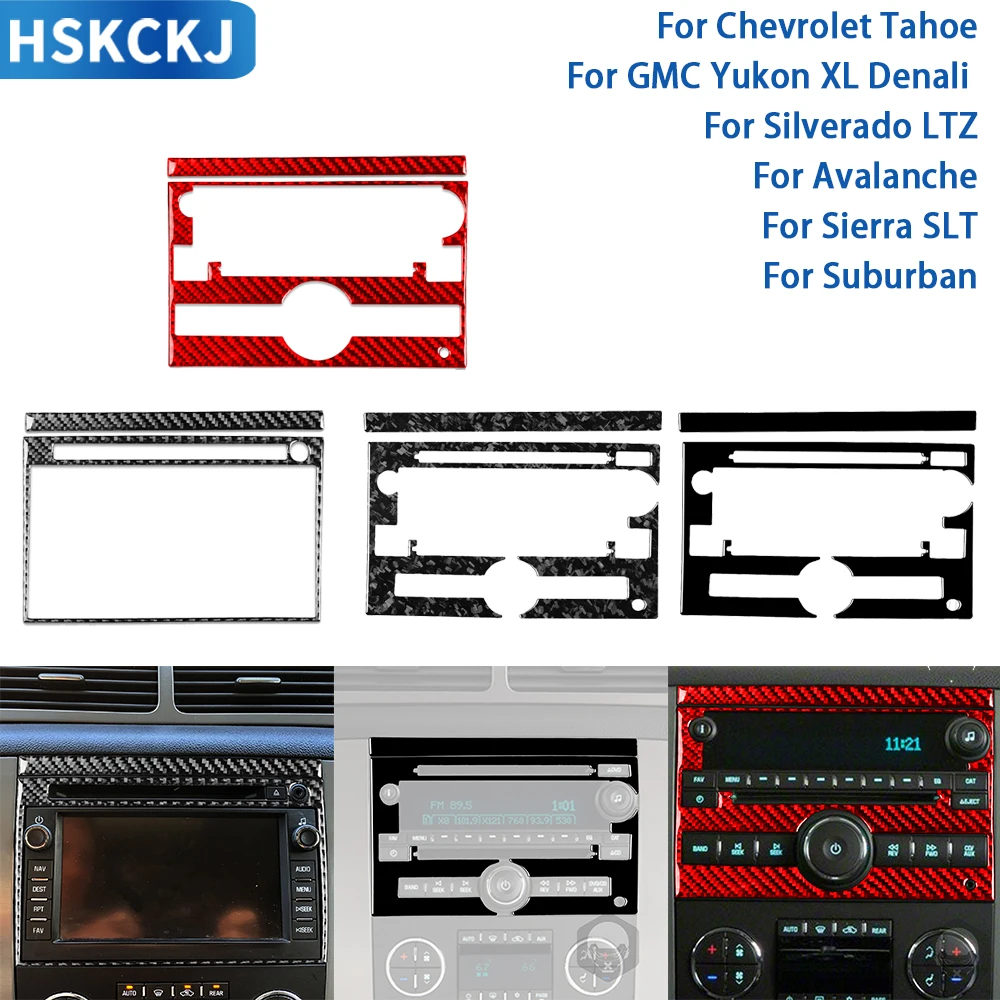 For Chevrolet Silverado Tahoe Avalanche GMC Sierra 2007-2013 Accessories Carbon Fiber Car Interior Navigation Frame Stickers