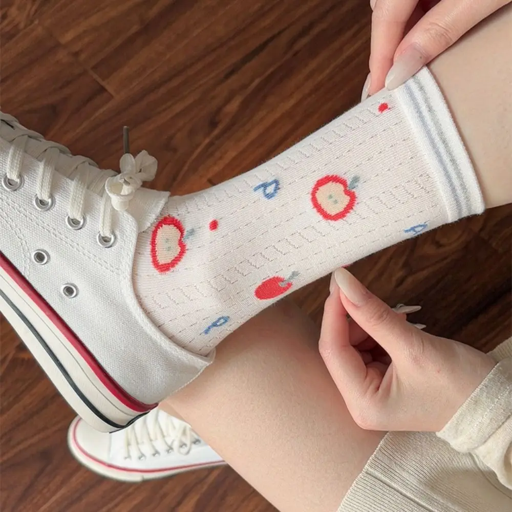 2 pary wygodne urocze bawełniane skarpetki z motywem kreskówkowym cienkie gwiazdki skarpetki do połowy łydki damskie pies oddychające letnie podkolanówki damskie