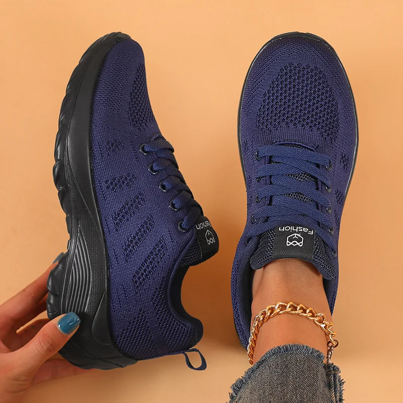 Women Breathable Casual Sneakers Platform Lace-up Outdoor Running Shoes for Women Mesh Lightweight Sports Walking Female Shoes