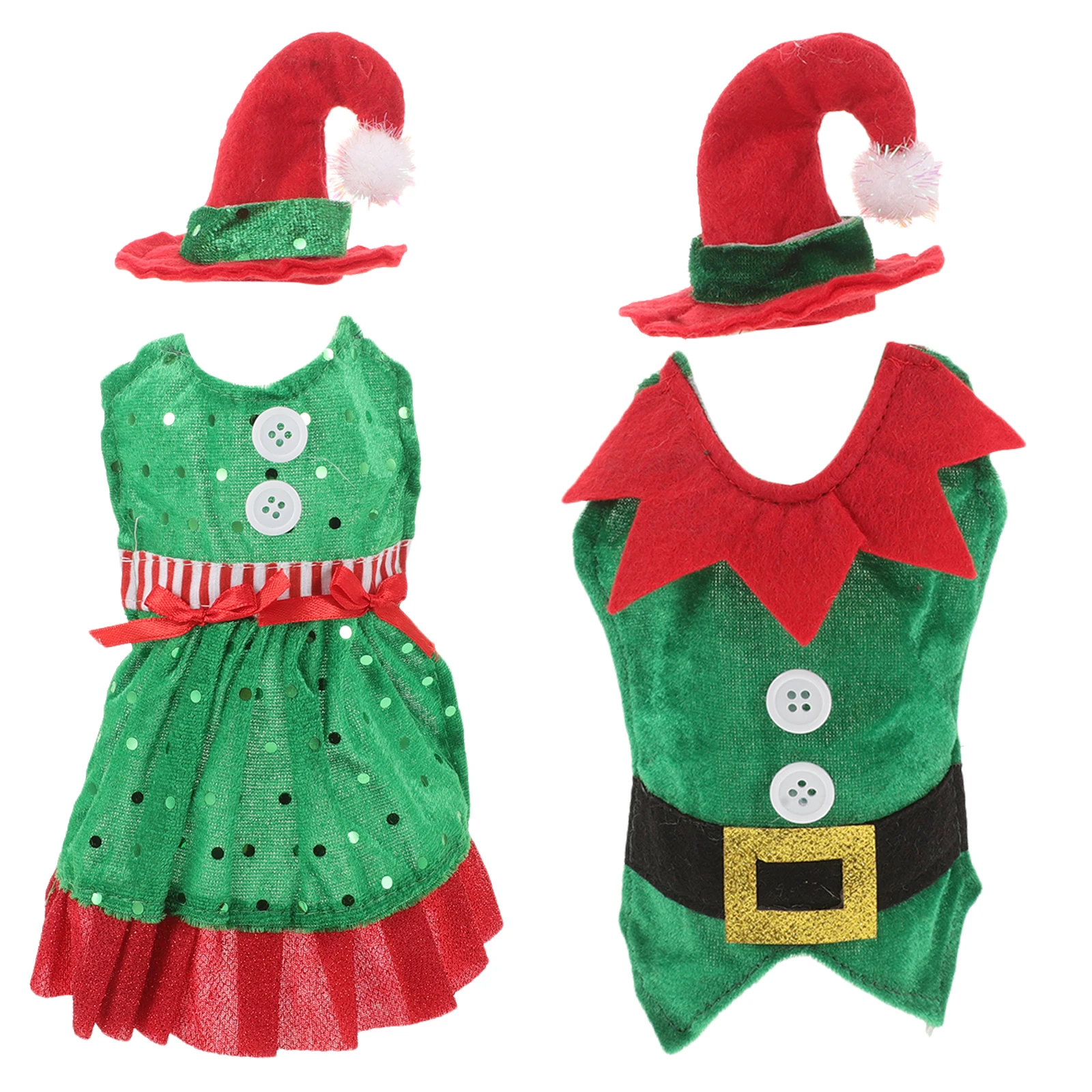 

2Pcs Christmas Elf Bottle Cover Red Green Decorative Festival Wraps Party Bottle naments Safe Material Fine Workmanship