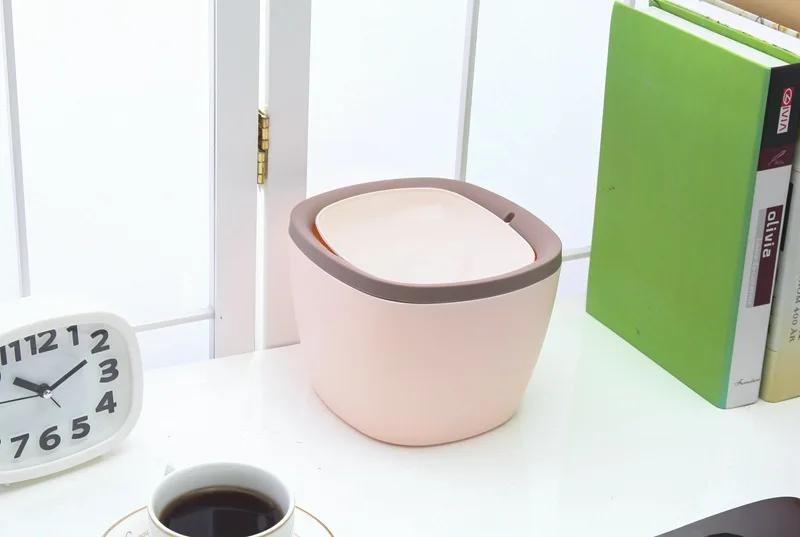 Round Plastic Mini Lixo, Lixo Bin, Household, Desktop