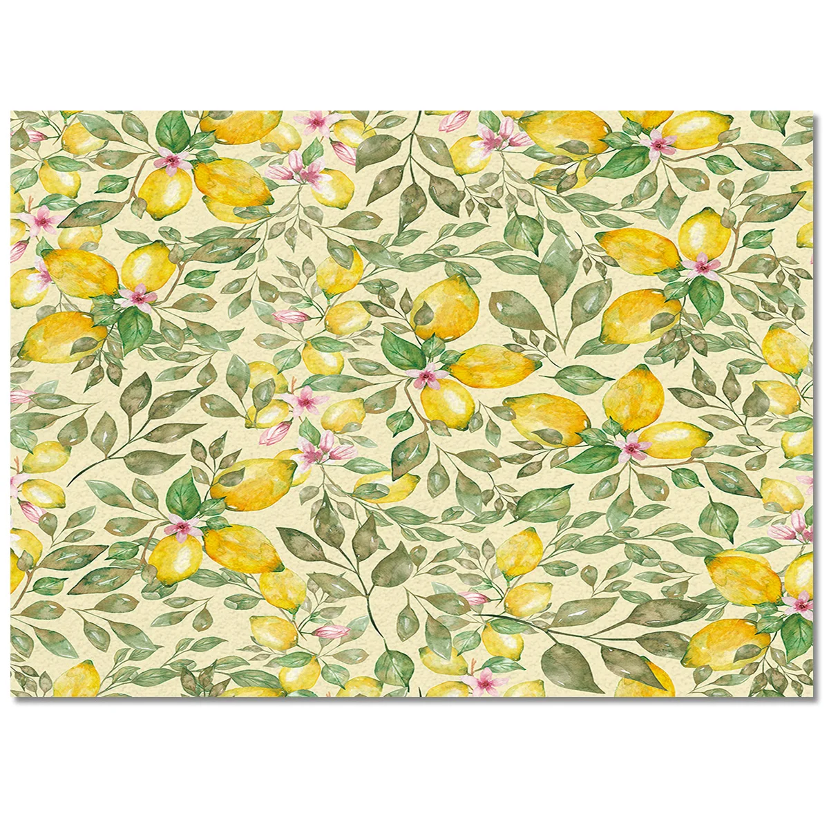 Watercolor Lemon Green Tree Pink Flower Living Room Floor Mat Children's Room Bedroom Bedside Carpet Kitchen Door Mat