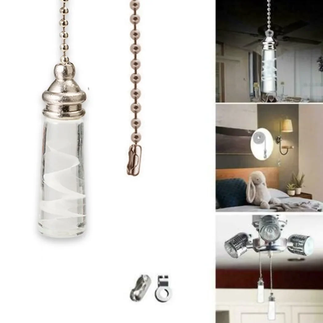 Bathroom Ceiling Light Switch Pull Cord String Handle Decor W/Connector Clearly Cylindrical Ball Lights String