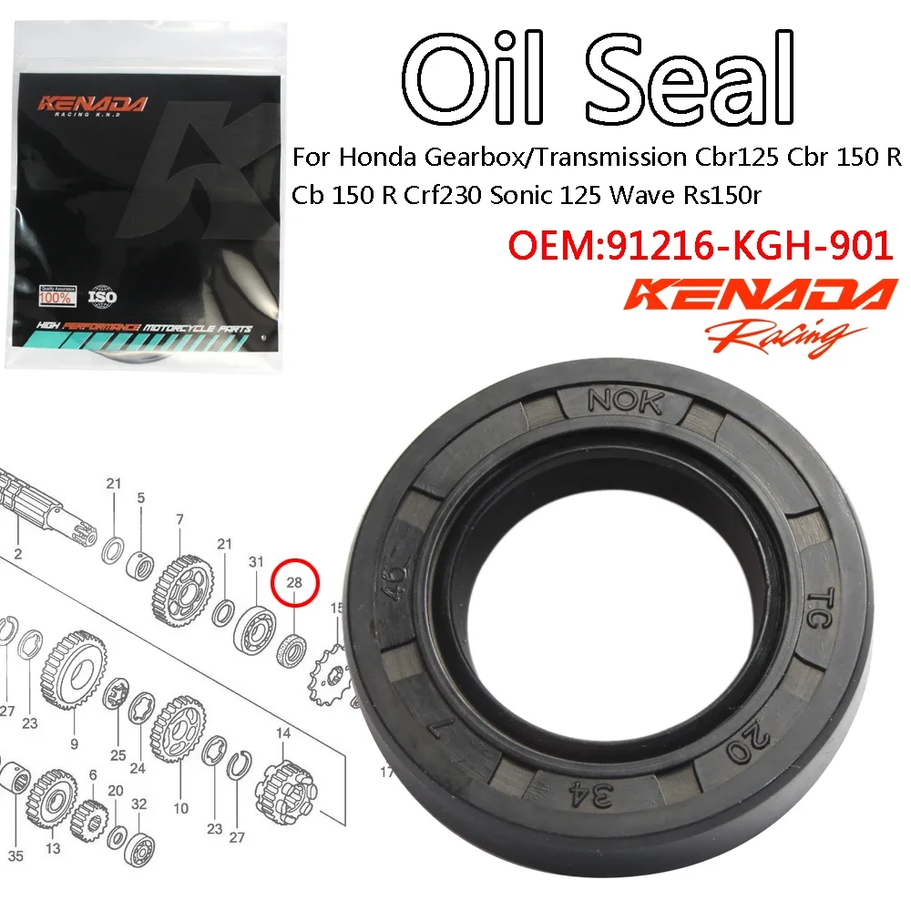 KENADA Racing Right Crankcase Oil Seal For Honda Gearbox/Transmission Cbr125 Cbr 150 R  Cb 150 R Crf230 Sonic 125 Rs150r