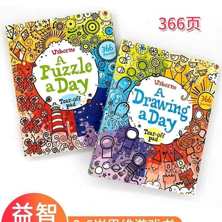 

English original children's simple drawing DIY A Drawing a Day Children's Intelligence Game Practice Book Coloring Book