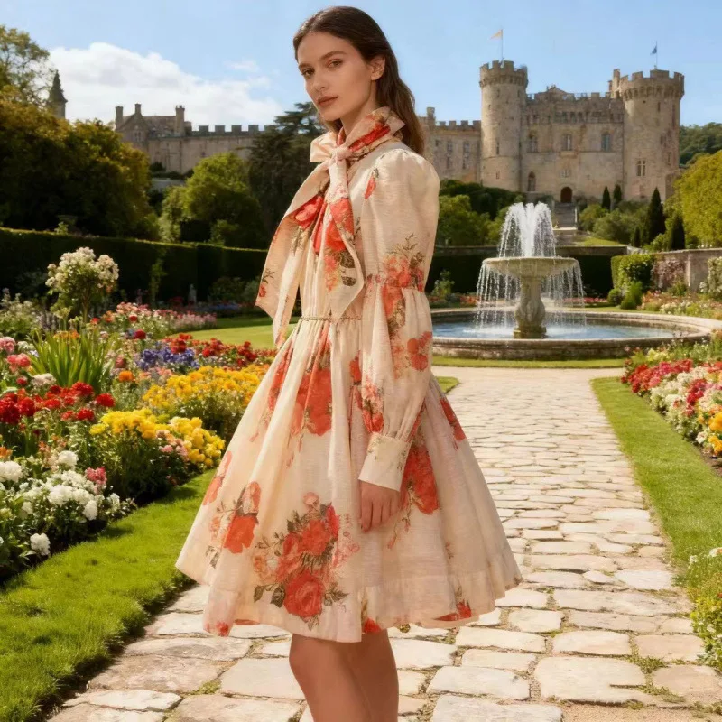 Vintage Sle Loose Fit ort Dr met Lantern Sve Paraplu Rok Dames Faion ow Stopper Thi Velvet Fabric