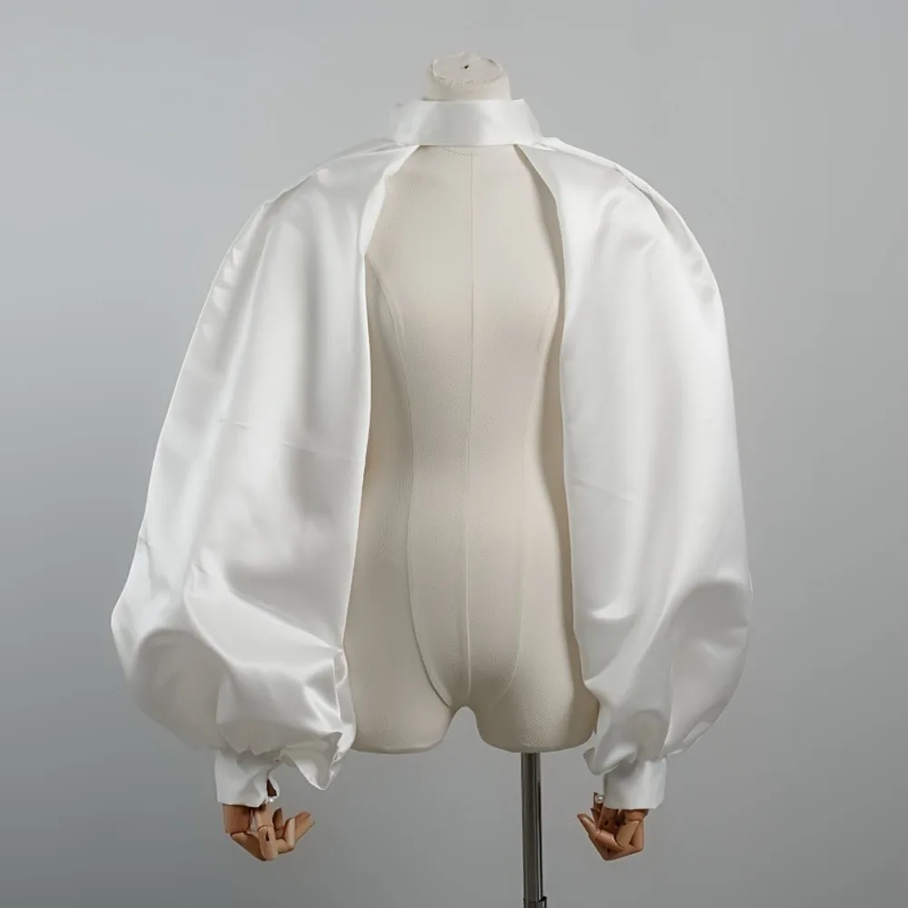 White Satin Bridal Shawl Cape, Wedding Dress Accessories, Photography Studio, Vintage Forest Style Three-dimensional Cutting