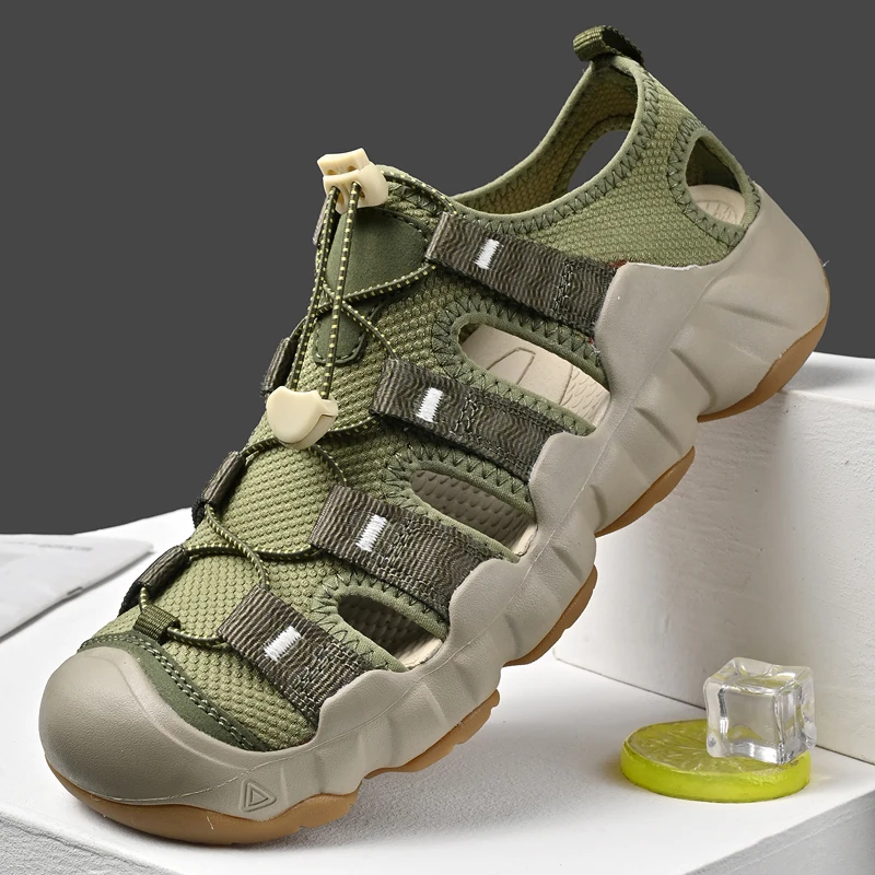 

Новинка 2023 года, летние сандалии для мужчин, дышащая модная пляжная обувь, удобные женские сандалии, удобные уличные сандалии с эластичной лентой