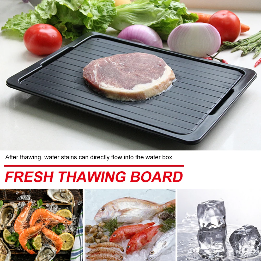 Defrosting Tray for Frozen Meat and Food Aluminum Thawing Plate with Drip Pan Quick Defroster Board Defrosting Mat