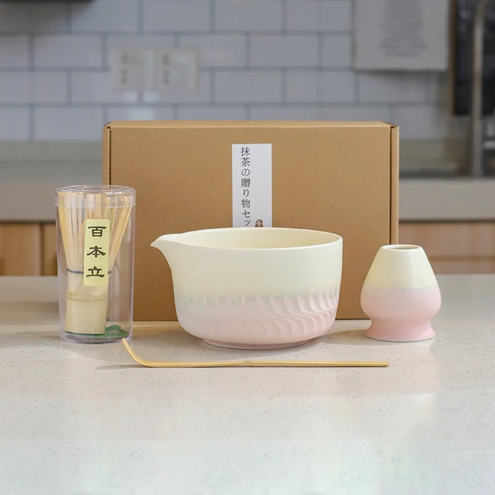 Juego de té Matcha japonés de cerámica de bambú agitador, cepillo agitador Matcha reutilizable de calidad alimentaria, batidor Matcha seguro, 4 Uds.