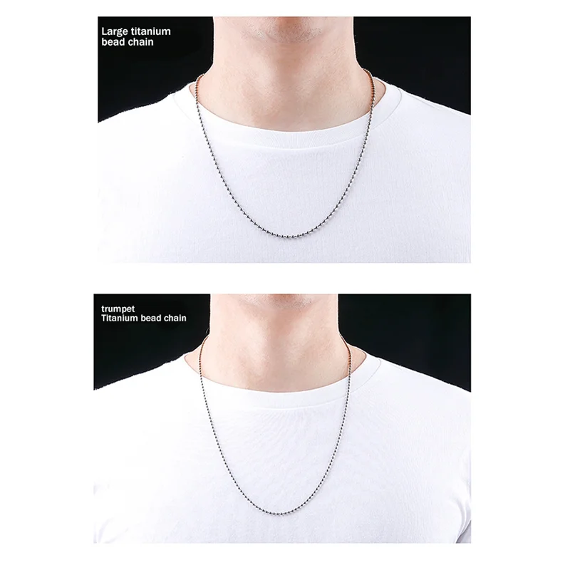 La nuova collana a catena in titanio puro Il pendente a catena con perline di vetro non è facile da arrugginire Bracciale semplice in lega di titanio leggero-B