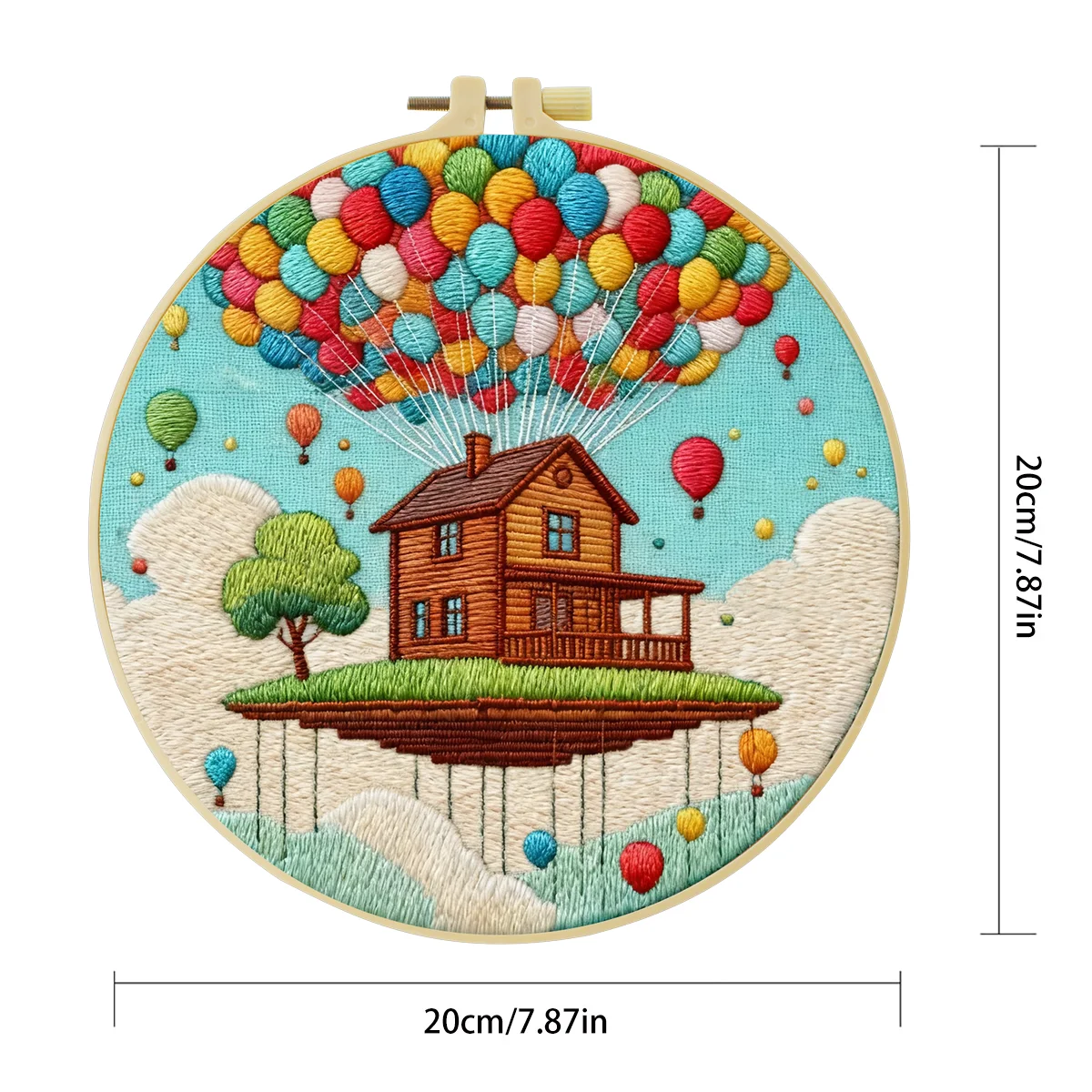 1 Stück 20X20CM/15X15CM 7,87/6,3 Zoll Ballonhaus Stickerei Starter-Kit DIY-Kit DIY-Stickerei-Set Handarbeiten Heimdekoration – Detail 3