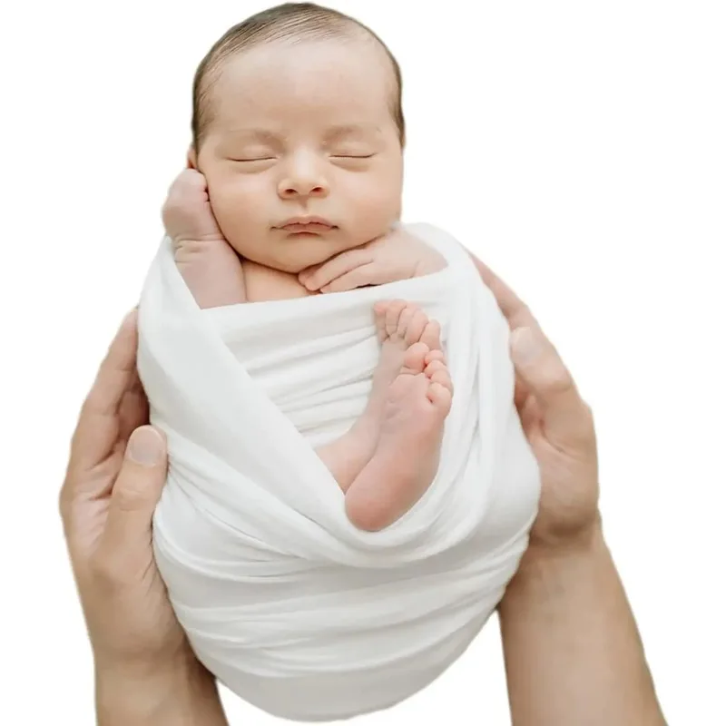 Set fotografico per neonato in 2 pezzi - Avvolgimento elastico 40x150 cm e cappello con orecchie di gatto - Kit di oggetti di scena per fotografia in cotone per bambini
