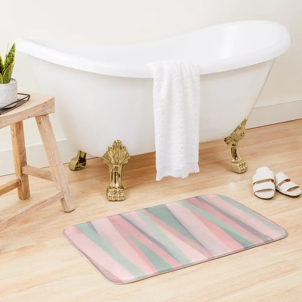 

Ribbon Abstract Pattern in Blush Pink, Lavender, and Spring Green Bath Mat Bathroom Accessory Mats In The Bathroom Mat