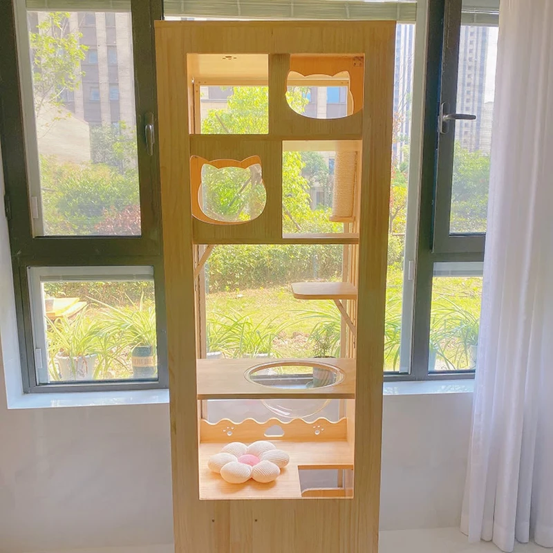Others do not occupy a solid wood cat villa cat climbing frame cat litter box integrated