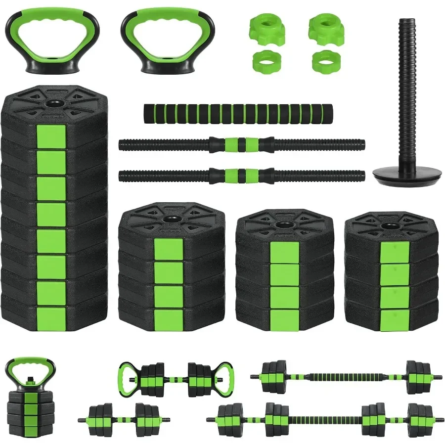 4-in-1 Adjustable Dumbbell Set 88Lbs - Versatile Barbell, Kettlebell Dumbbell Combo for Men and Women - Anti-Slip Handle Connec