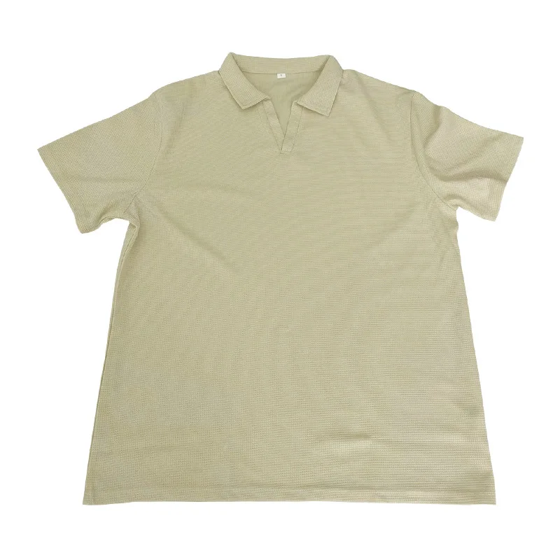 2024 Sommer neue Polo kragen Casual Fashion Herren bekleidung schwere Waffel Kurzarm einfarbig Casual vcollar polos hirt – Detail 25