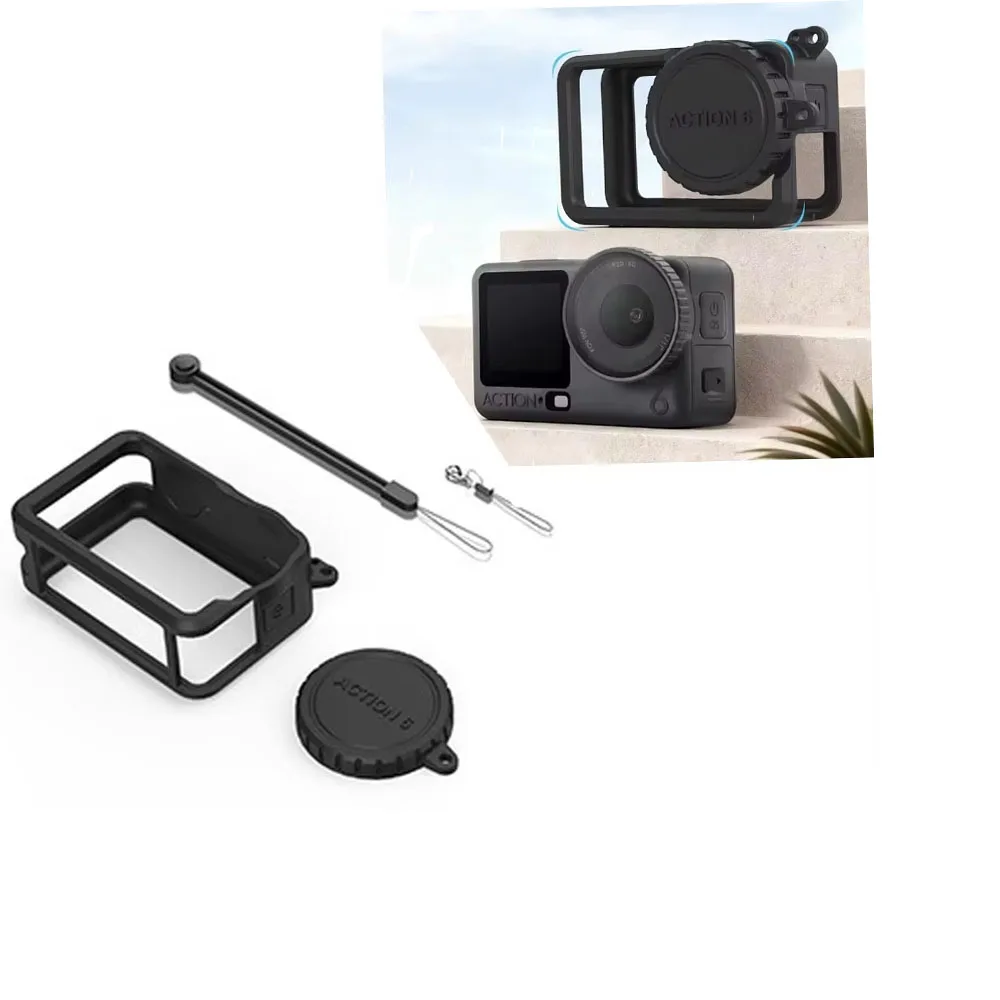 

Action 6 Silicone Protective Cover ​for DJI Osmo Action 6 Camera Silicone Case with Lens Cap with Lanyard Black