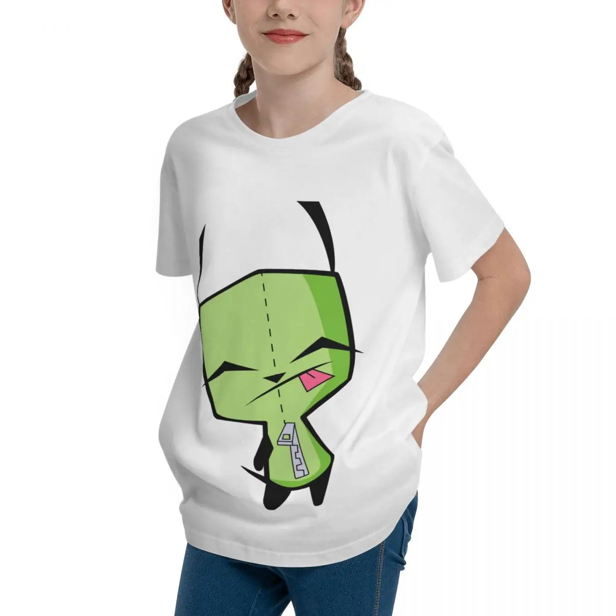 Camiseta básica de manga corta para adolescentes en casa, camisa de cuello redondo, Humor, alta calidad, Invader Zim S GIR, a la venta