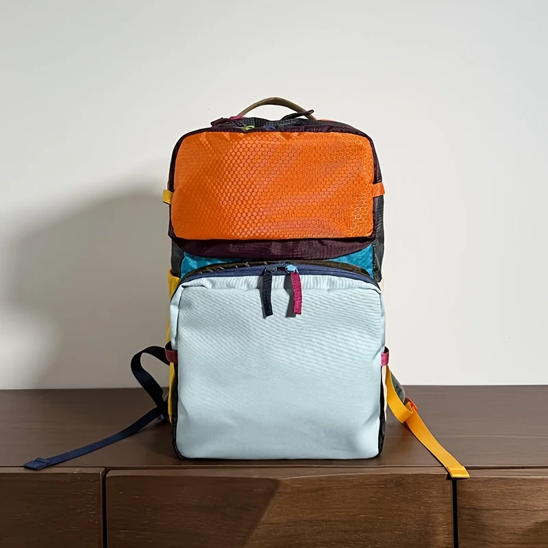 حقيبة ظهر ذات سعة كبيرة متعددة الألوان من النايلون شديدة التحمل للسفر والمشي لمسافات طويلة مع مقصورات متعددة وأشرطة مبطنة وجيب للكمبيوتر المحمول