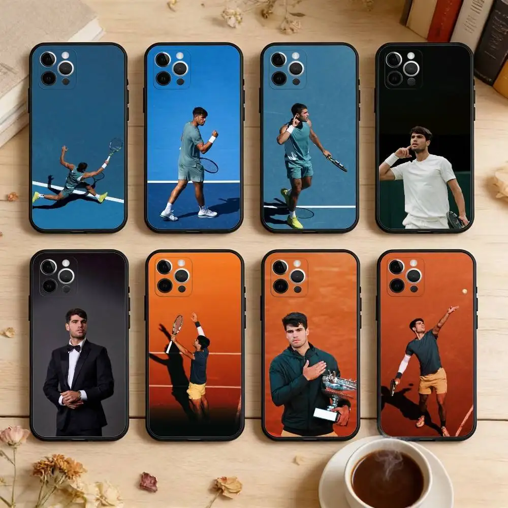 

Tennis C-Carlos A-Alcaraz Phone Case For iPhone 17,16,15,14,13,12,11 Plus,Pro Max,XS,Soft Silicone Black Cover