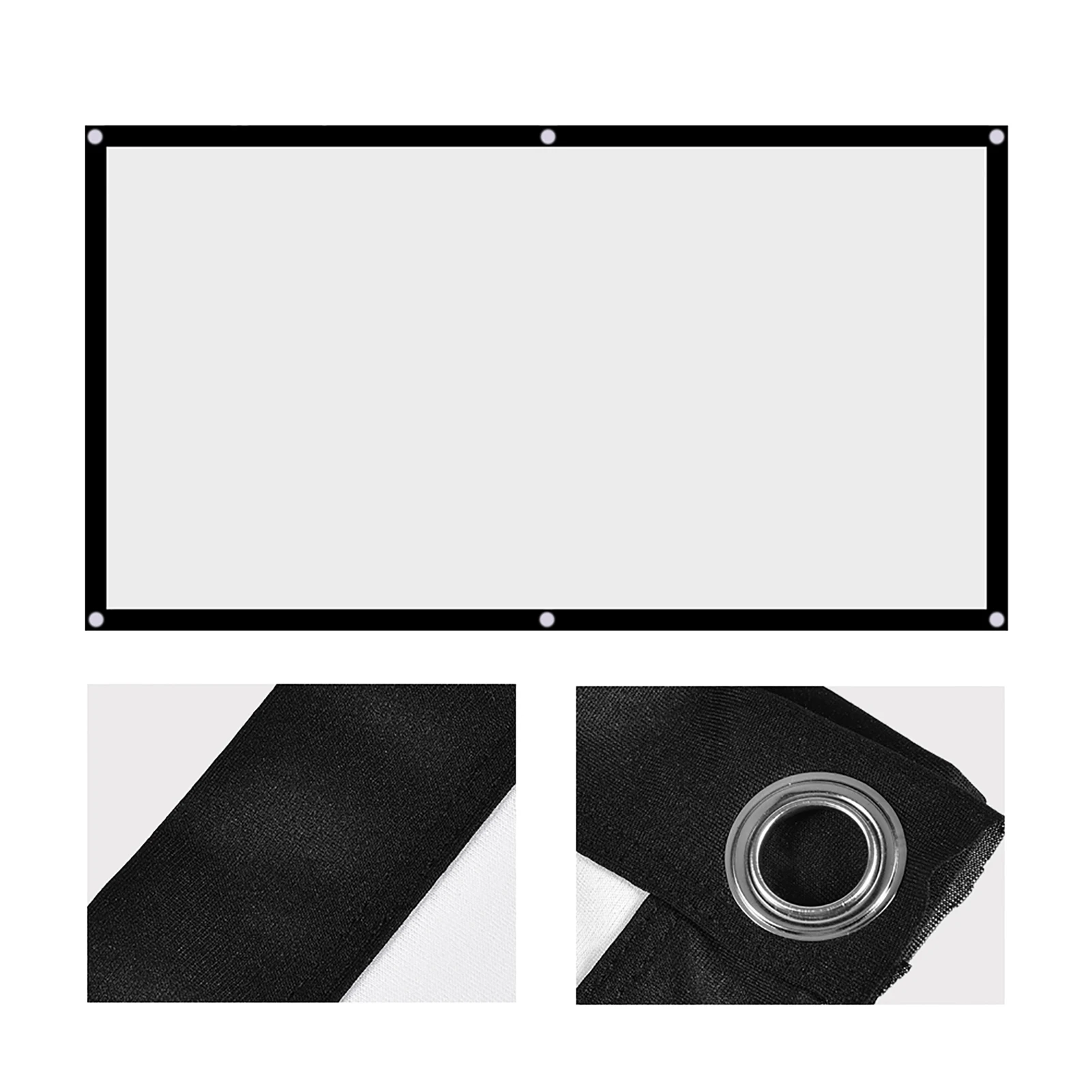Projector Screen Projector Curtain 60‑120 Inch Portable Foldable NOn Crease White Projector Curtain Projection Screen 16:9
