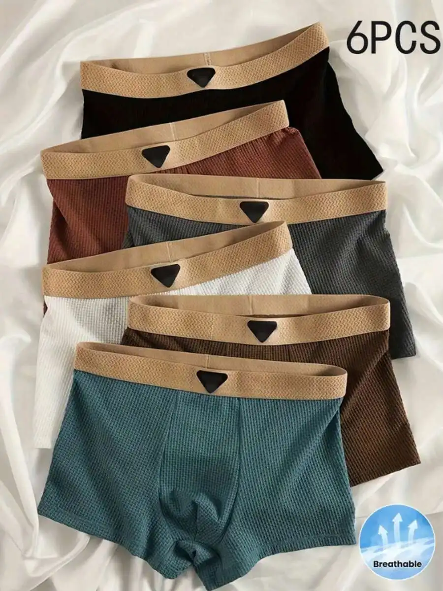 Paquete de 6 Calzoncillos Boxer para Hombre, Tela Sedosa y Elástica, Color Sólido, Ajuste Cómodo, Transpirables, para Uso Diario