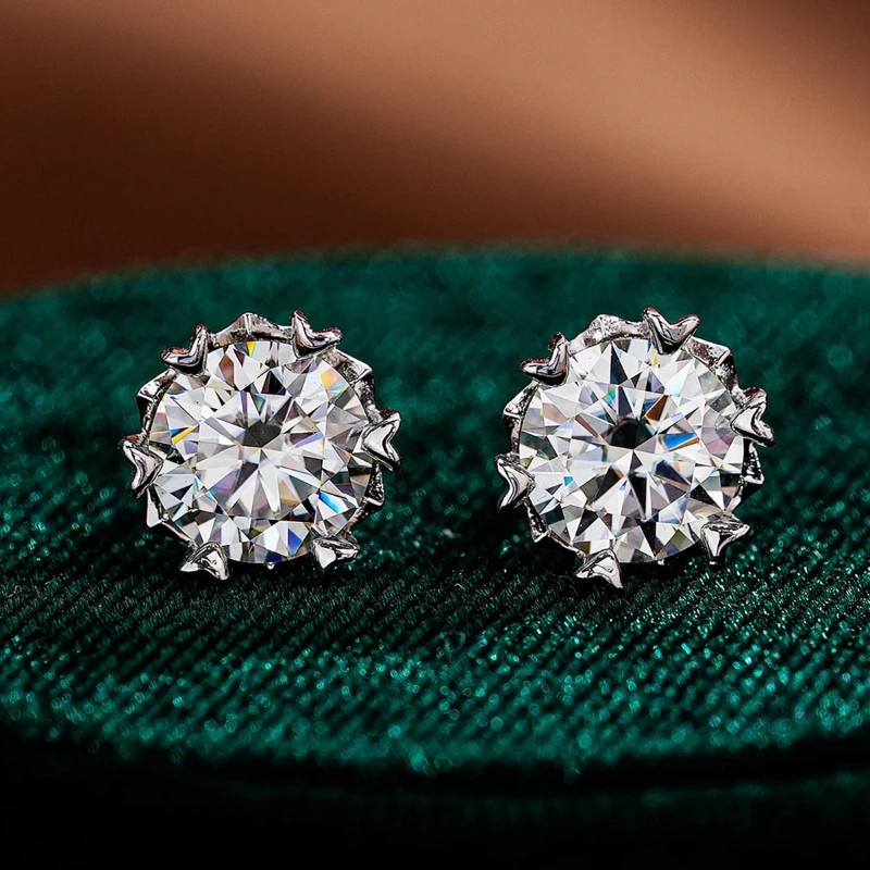 

KNB 0,5-1 карат блестящие снежинки настоящие муассанитовые серьги-гвоздики с бриллиантами для женщин настоящее серебро 925 пробы свадебные ювелирные украшения