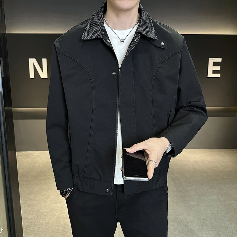 

Новая усовершенствованная повседневная универсальная мужская рабочая куртка из полиэстера для молодежи, модная, с длинными рукавами, стандартного кроя