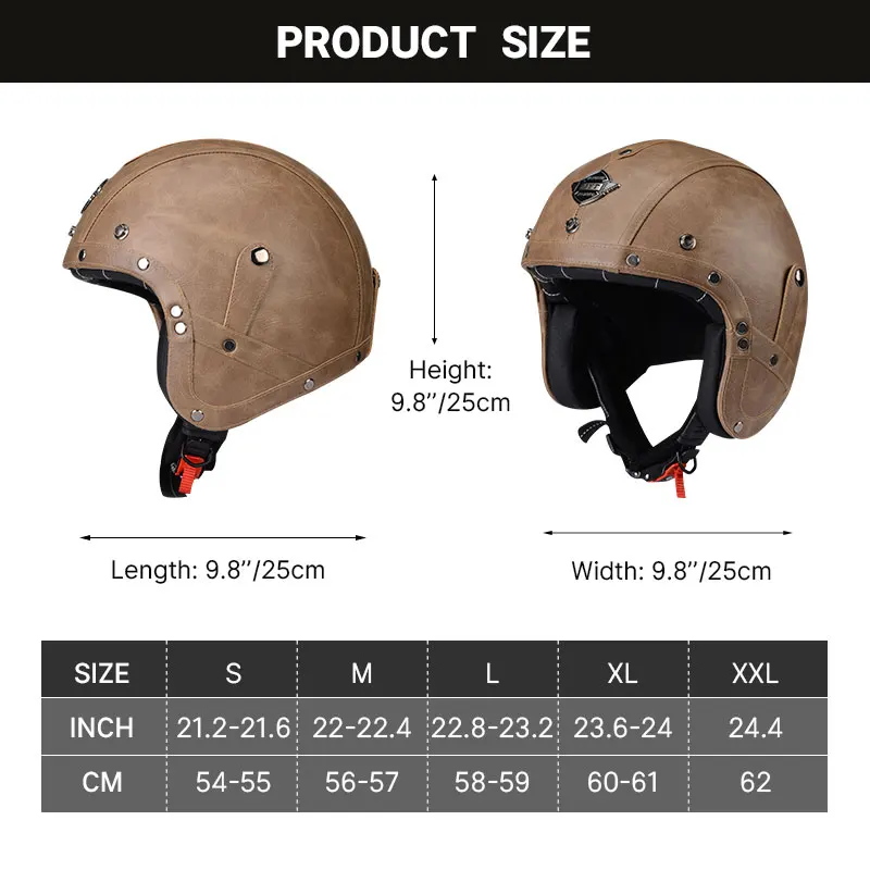 Retro Motorcycle Helmet Open Face Capacete Vintage Half Casco Moto Motorbike Jet Pilot Casque Chopper Accessories