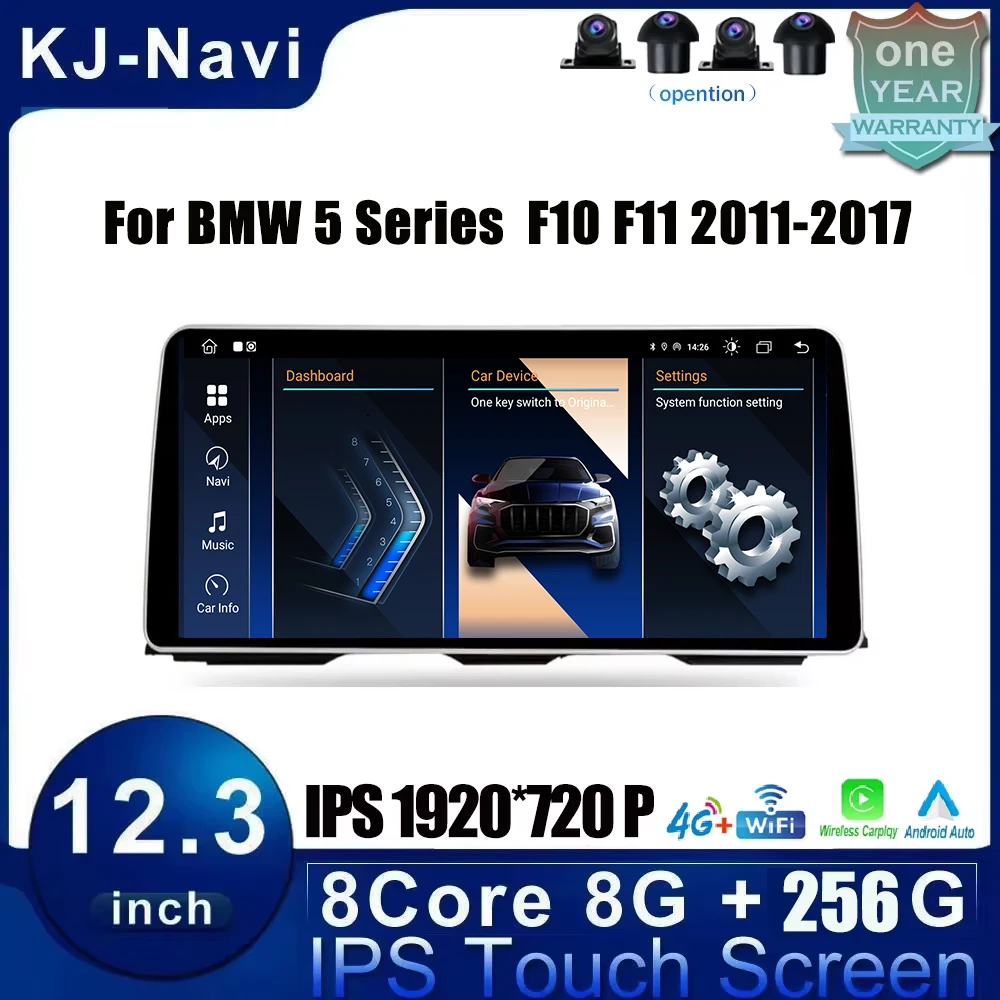 

Android 14 Car Multimedia Player Android Auto For BMW 5 Series F10 F11 2011-2017 Carplay Auto Monitors Stereo Radio 12.3 Inch