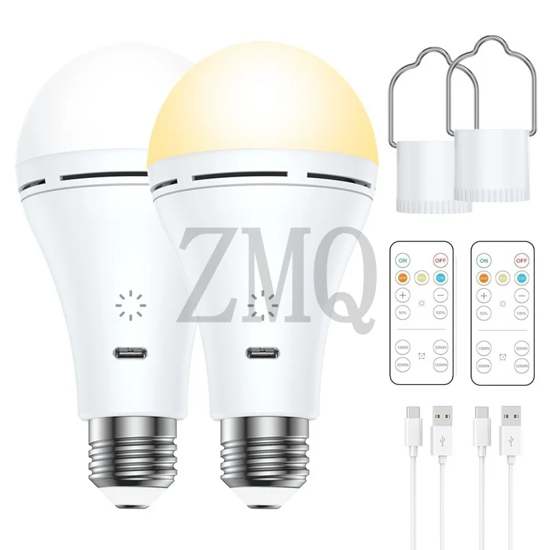 Rechargeable Light Bulb RGB color USB Led Bulb Smart Bulb Dimmable E27 Bulbs with Timing Cordless Battery Operated Light Bulb