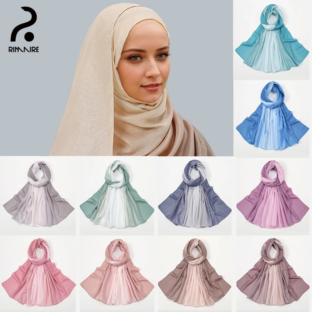 

Elegant Polyester Hijab Designer Muslim Women's Headband Thin Breathable Headscarf Fashion Turban Scarf Shawl Wraps RIMAIRE