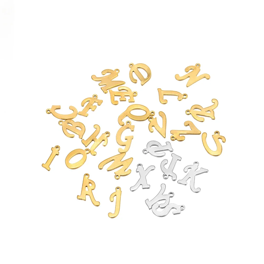 100Pcs/lot Stainless Steel Random A-Z 26 Alphabet Letter Charms Pendants Bulk for DIY Bracelets Necklace Jewelry Making Supplies