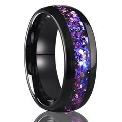 8mm/4mm Amethyst Nebula Tungsten Carbide Ring, Wedding Engagement Ring for Men and Women, Comfortable Fit Jewelry Gift
